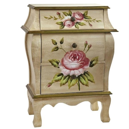 Doba-Bnt Antique Night Stand with Floral Art SA403735